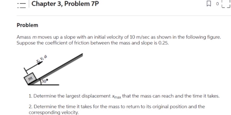 : Chapter 3 , Problem 7 P Problem Amass m moves