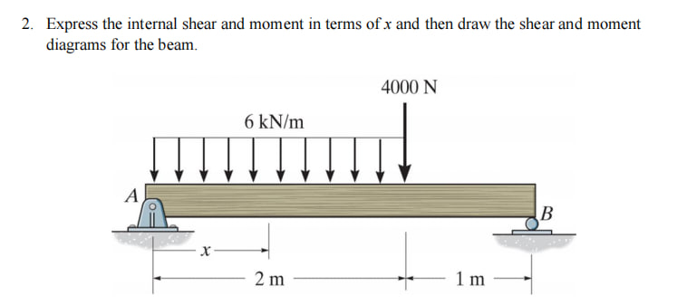 2 . Express the internal shear and moment in