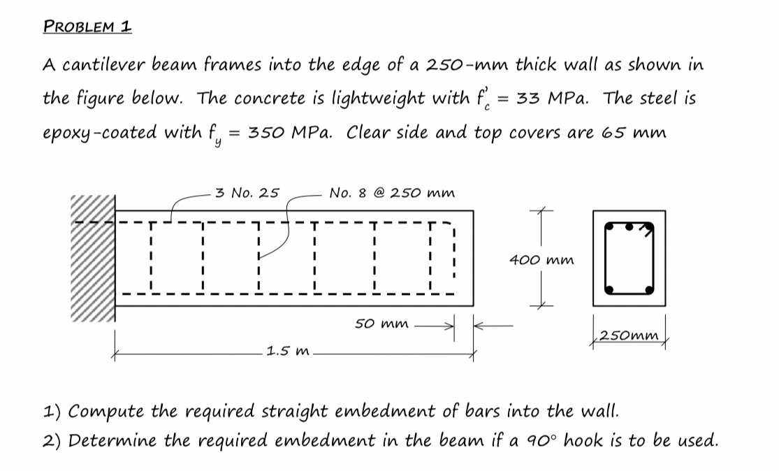 PROBLEM 1 A cantilever beam frames into the edge