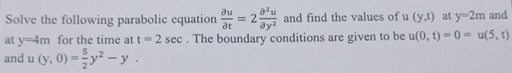 Solve the following parabolic equation d e l u d