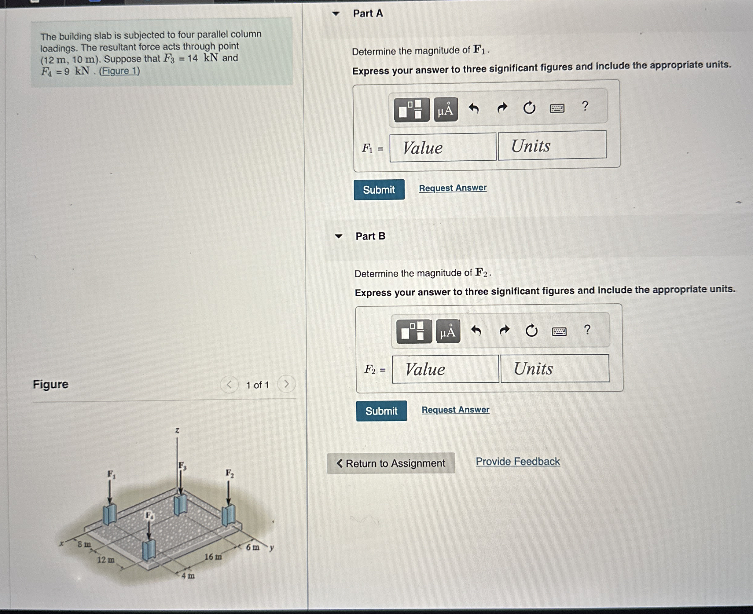 The building slab is subjected to four parallel