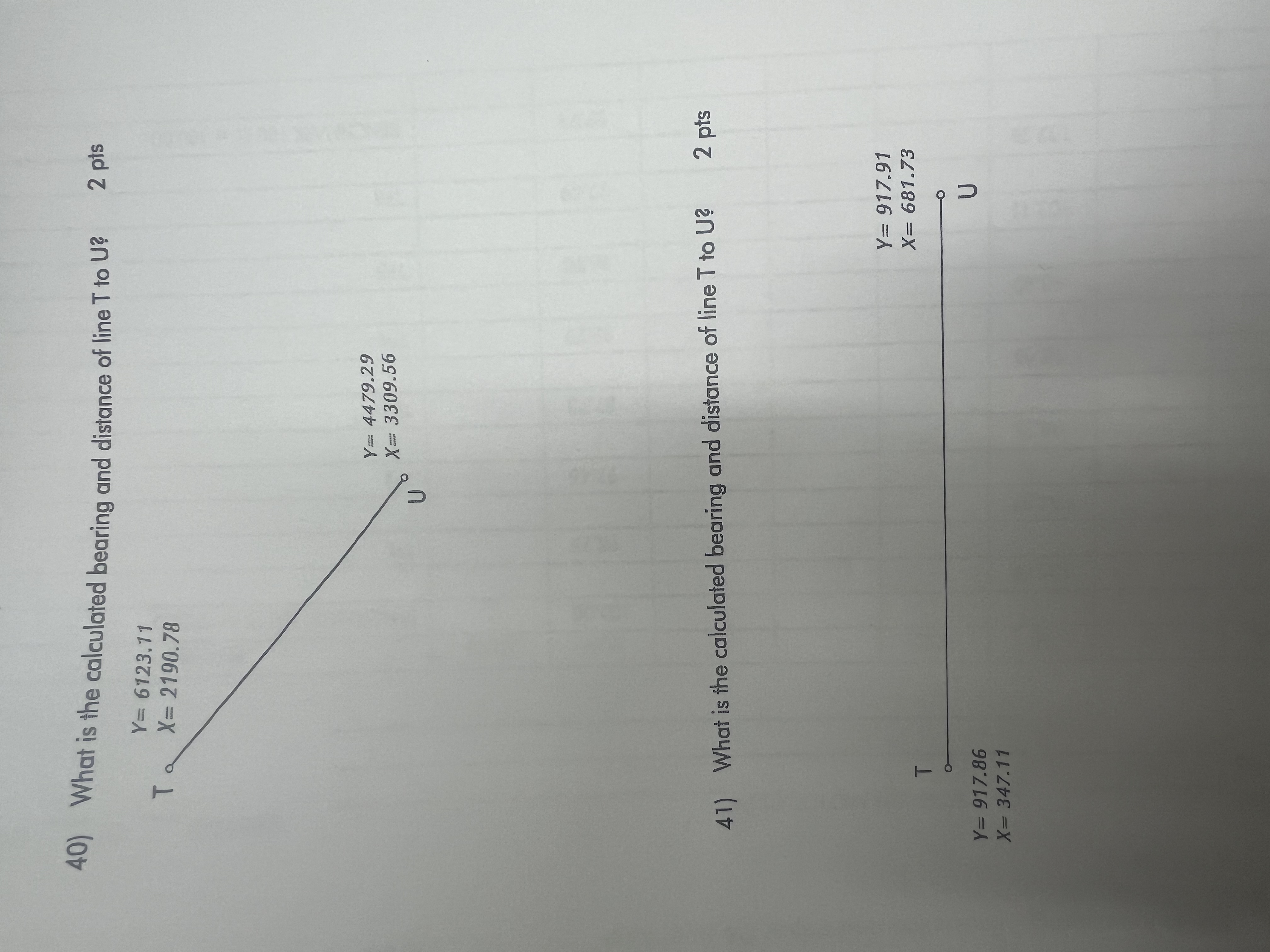 What is the calculated bearing and distance of