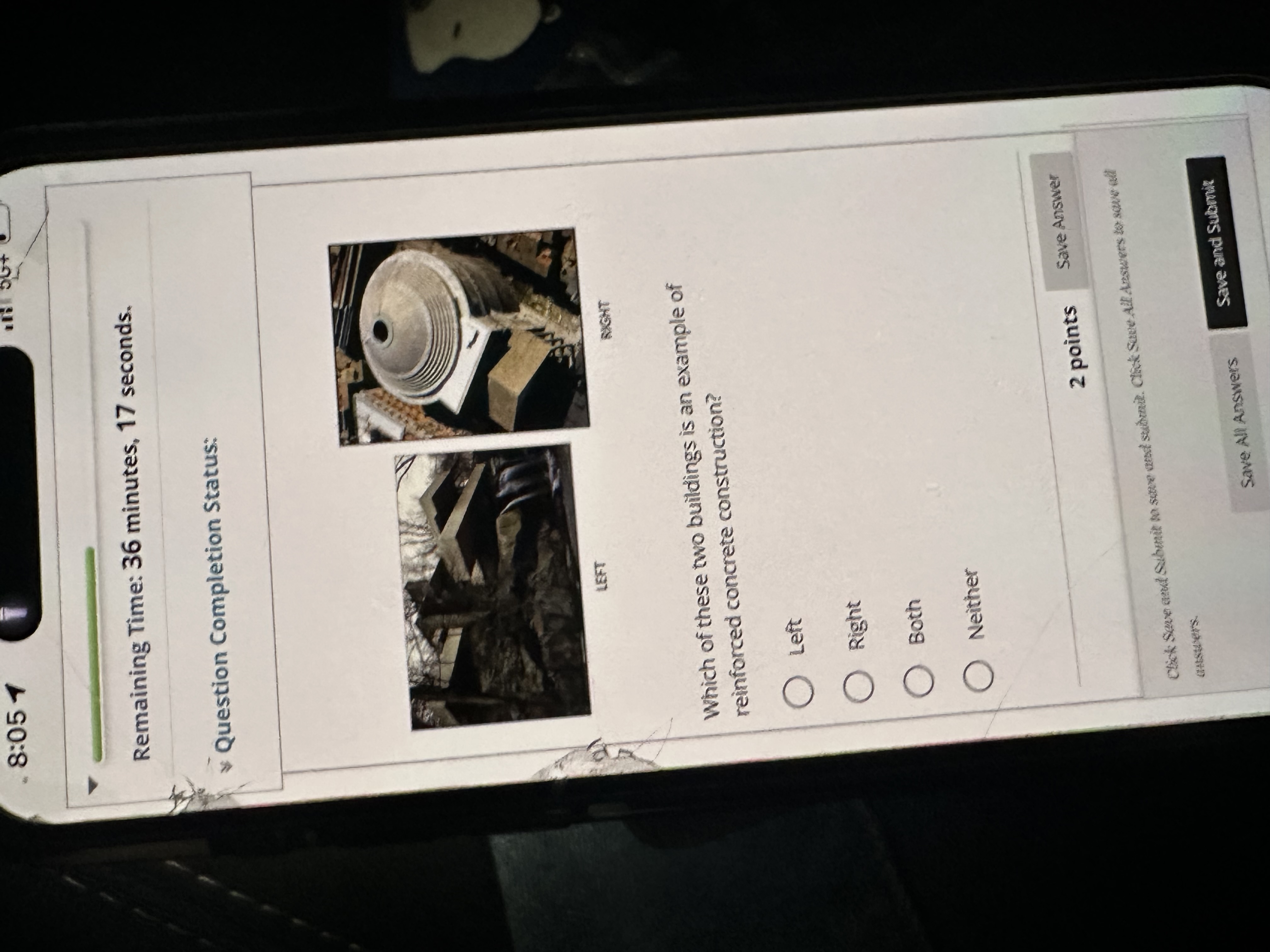 Remaining Time: 3 6 minutes, 1 7 seconds. *