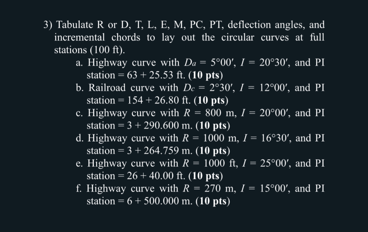 Tabulate R or D , T , L , E , M , PC , PT ,
