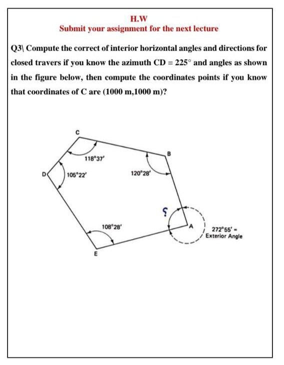 H . W Submit your assignment for the next lecture