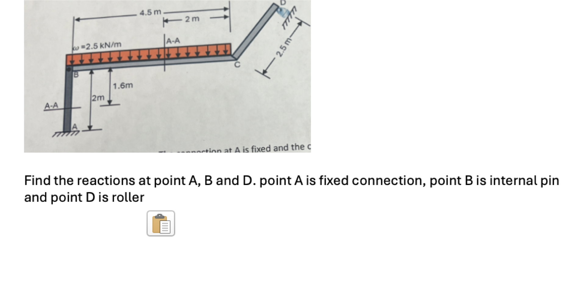 Find the reactions at point \ ( A , B \ ) and \ (