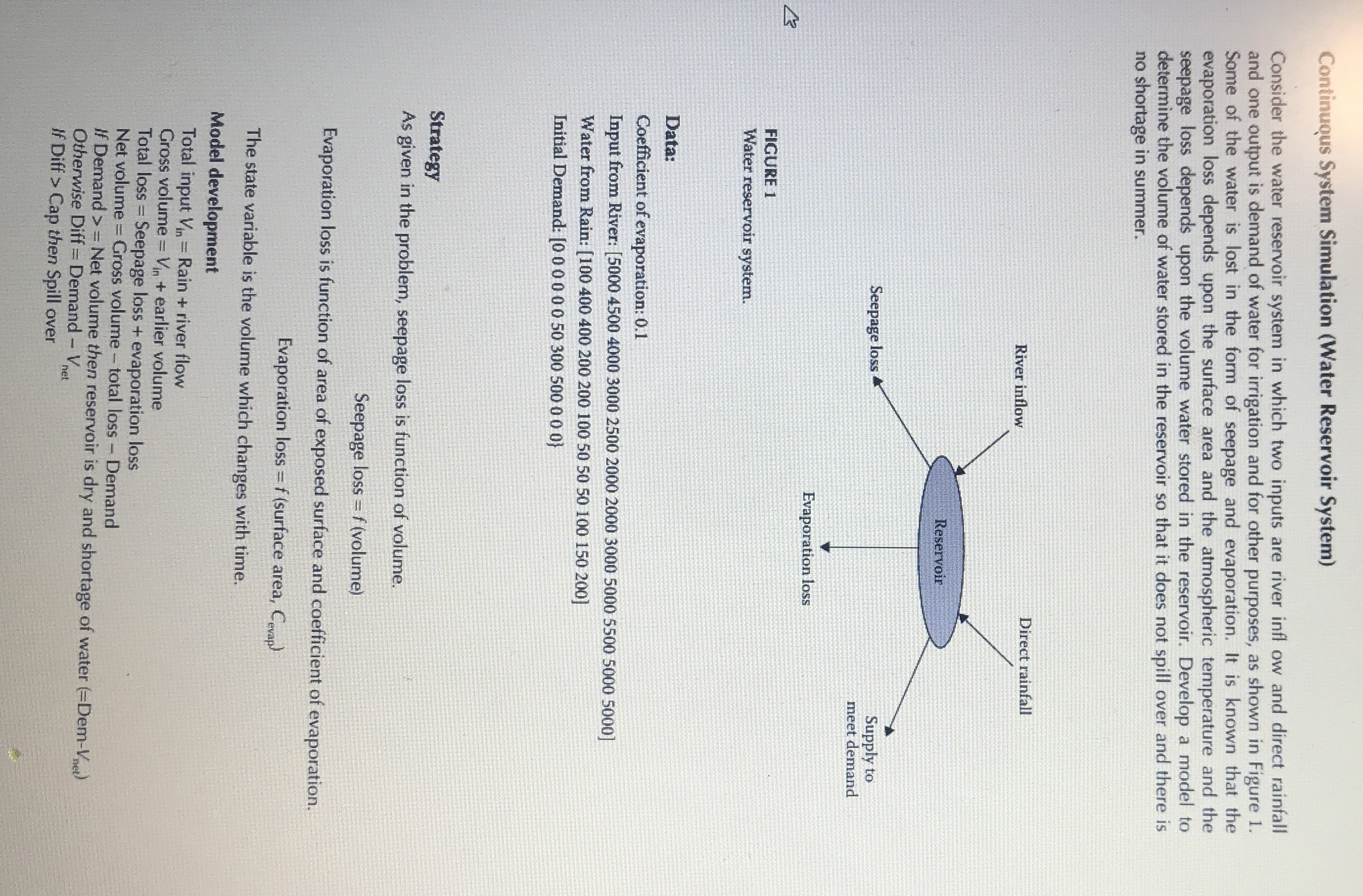 Continuous System Simulation ( Water Reservoir