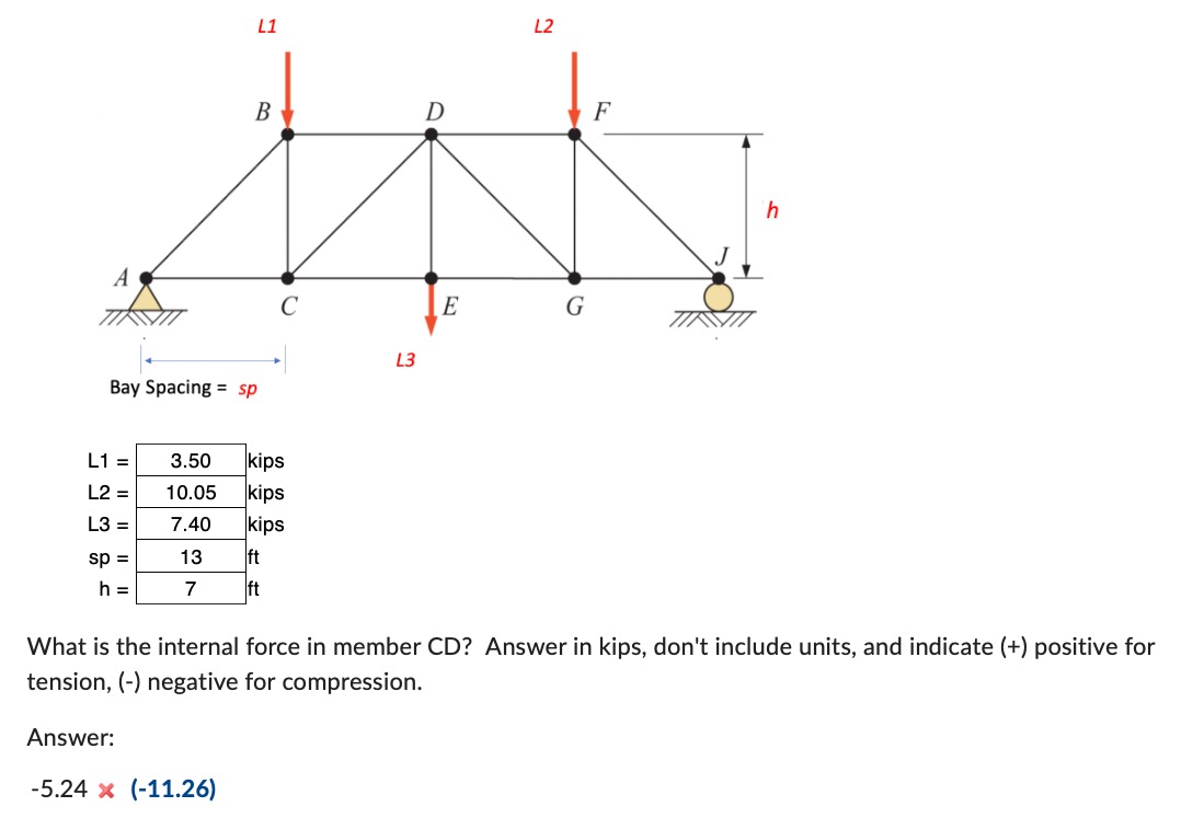 L 1 = 3 . 5 0 kips L 2 = 1 0 . 0 5 kips L 3 = 7 .