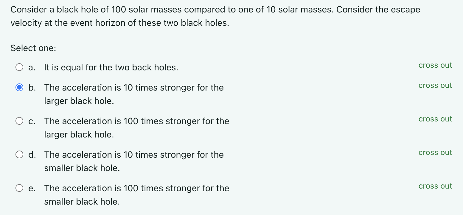 Consider a black hole of 1 0 0 solar masses