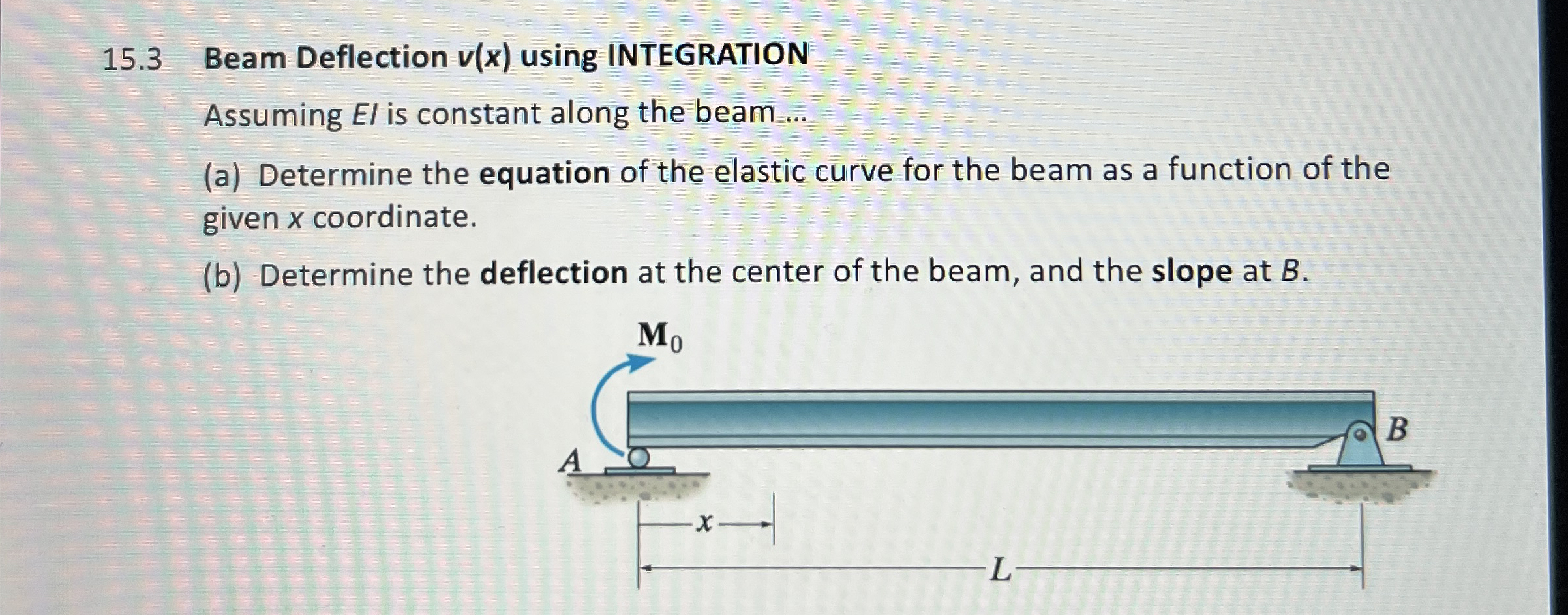 1 5 . 3 Beam Deflection v ( x ) using INTEGRATION