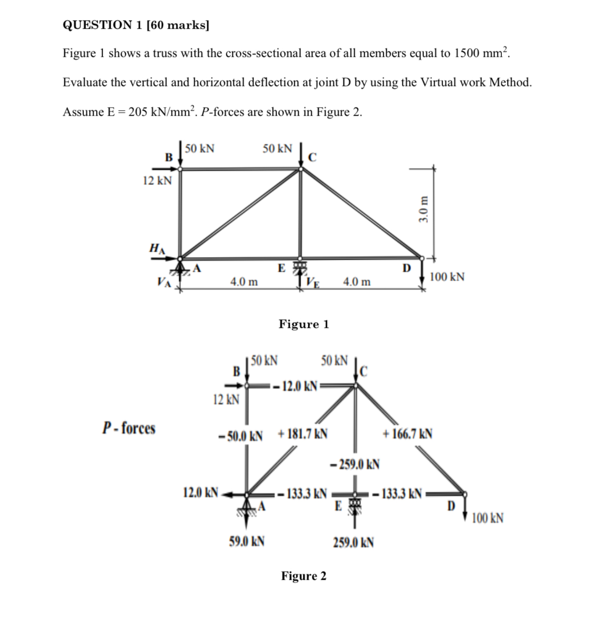QUESTION 1 [ 6 0 marks ] Figure 1 shows a truss