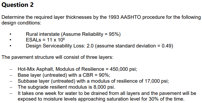 Question 2 Determine the required layer