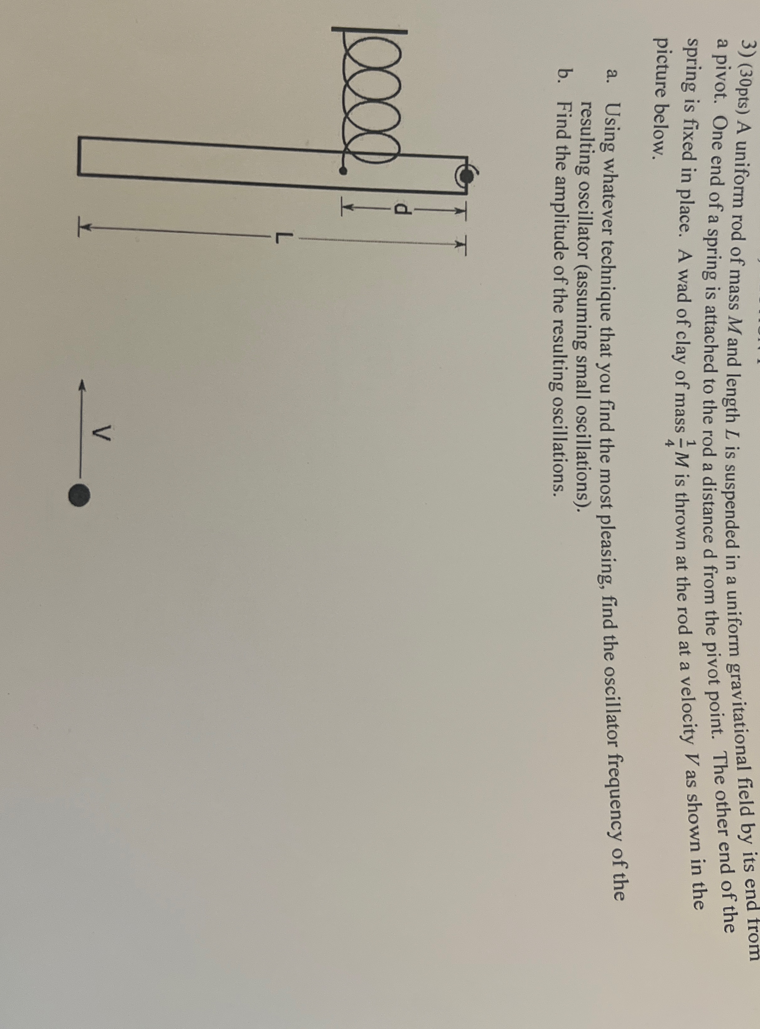 ( 3 0 pts ) A uniform rod of mass M and length L