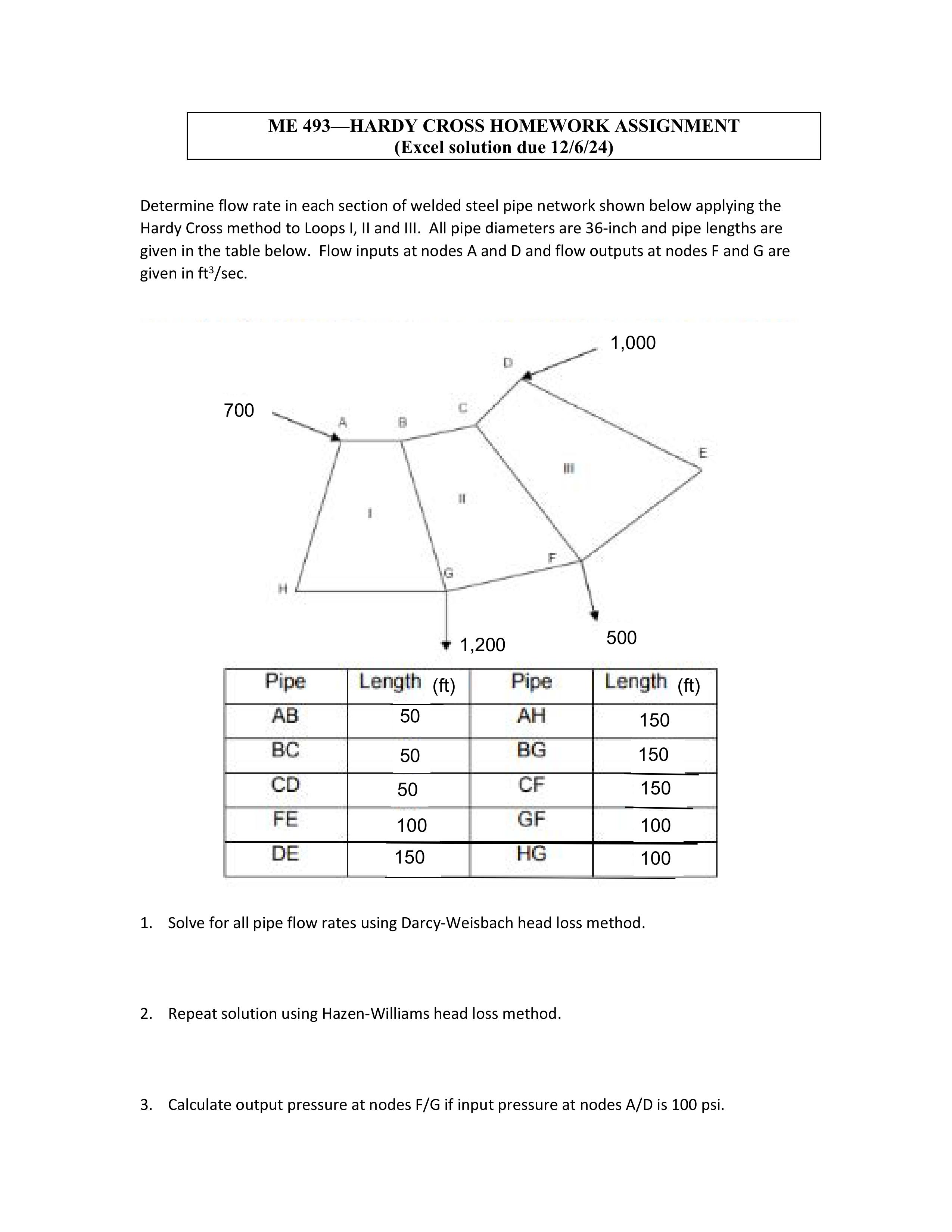 ME 4 9 3 - HARDY CROSS HOMEWORK ASSIGNMENT (