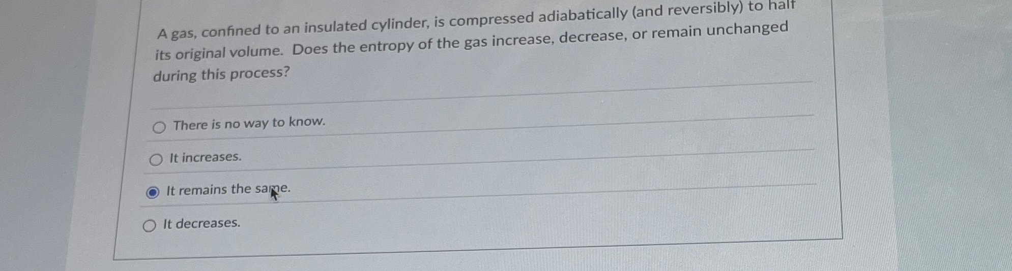 A gas, confined to an insulated cylinder, is
