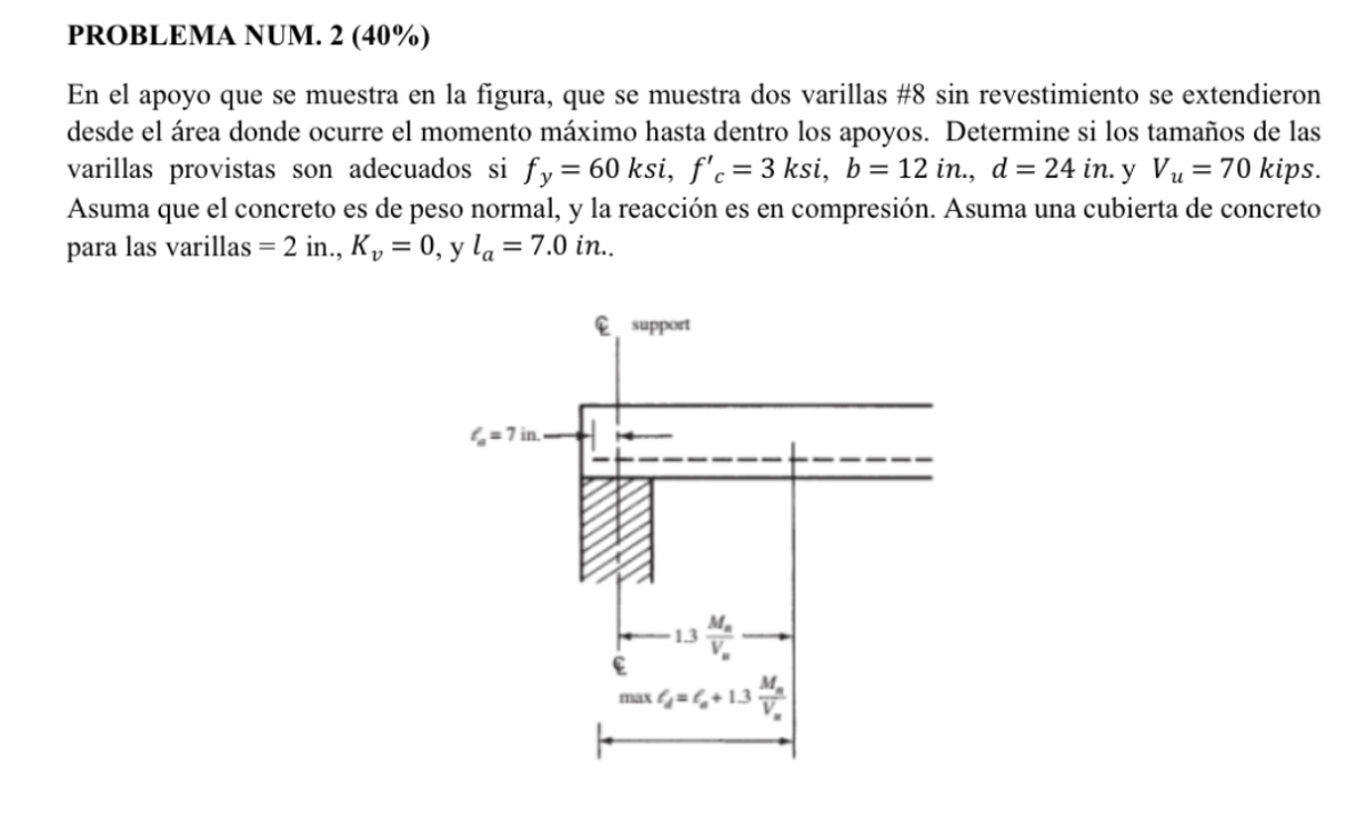 In the support shown in the figure, two # 8