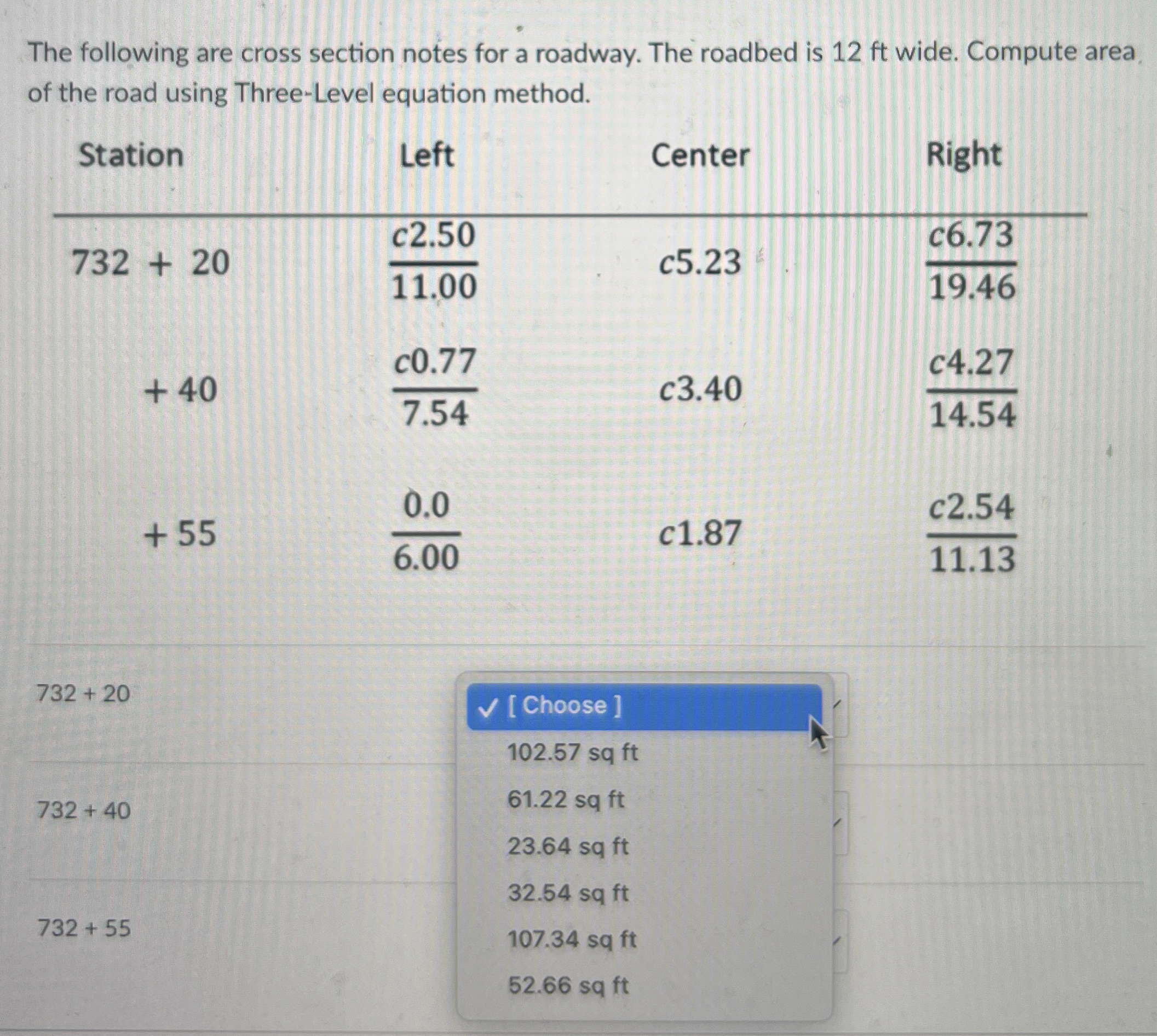 The following are cross section notes for a