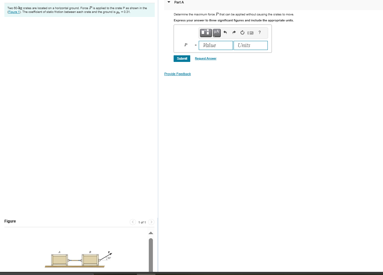 Two 6 0 - kg crates are located on a horizontal