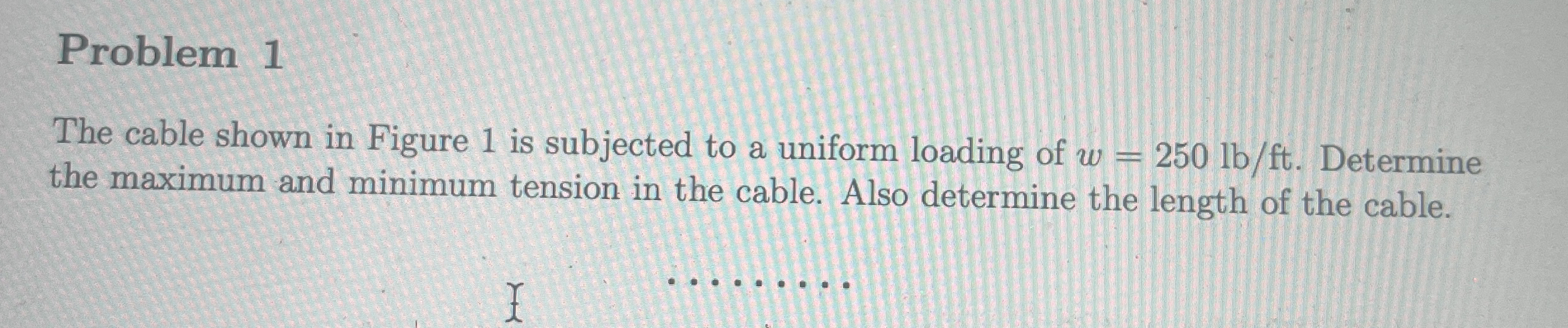 Figure 1 :Problem 1 The cable shown in Figure 1
