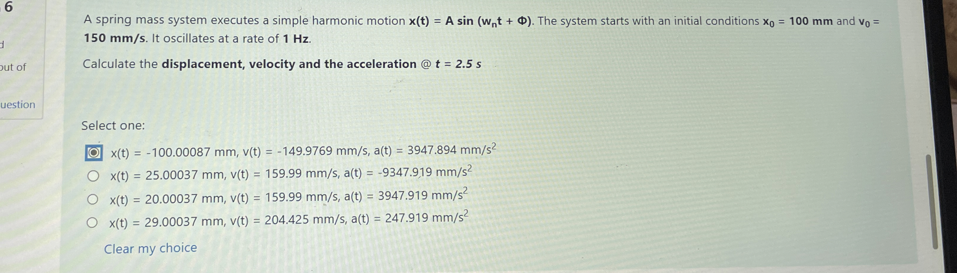 6 A spring mass system executes a simple harmonic