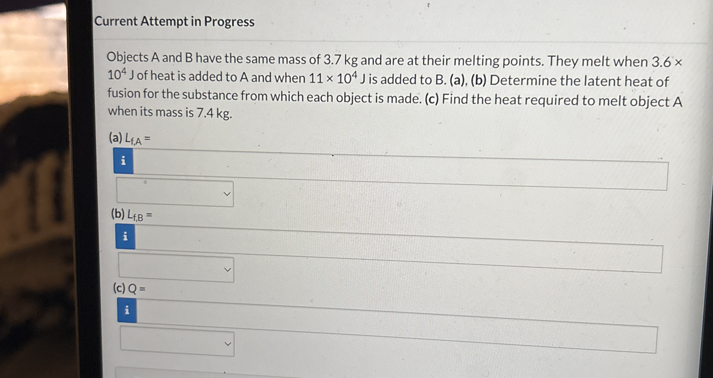 Current Attempt in Progress Objects A and B have
