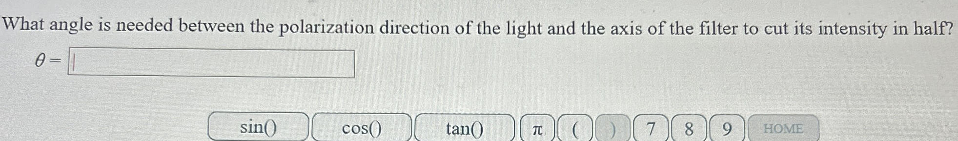What angle is needed between the polarization