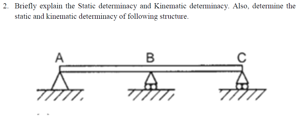 2 . Briefly explain the Static determinacy and