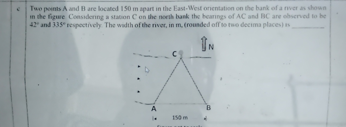 Two points A and B are located 1 5 0 m apart in