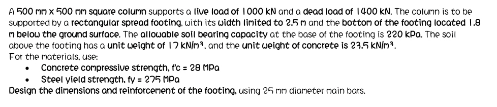 A 5 0 0 m m 5 0 0 m m square column supports a