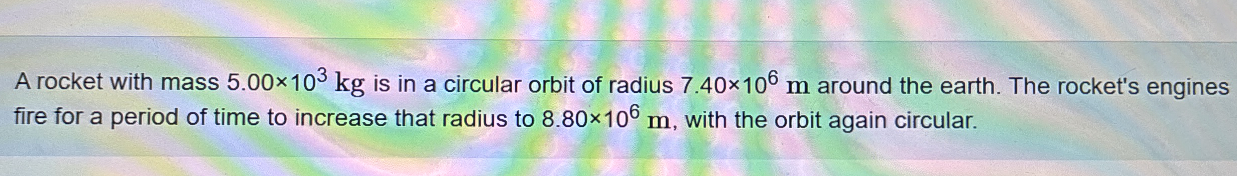 A rocket with mass 5 . 0 0 1 0 3 k g is in a
