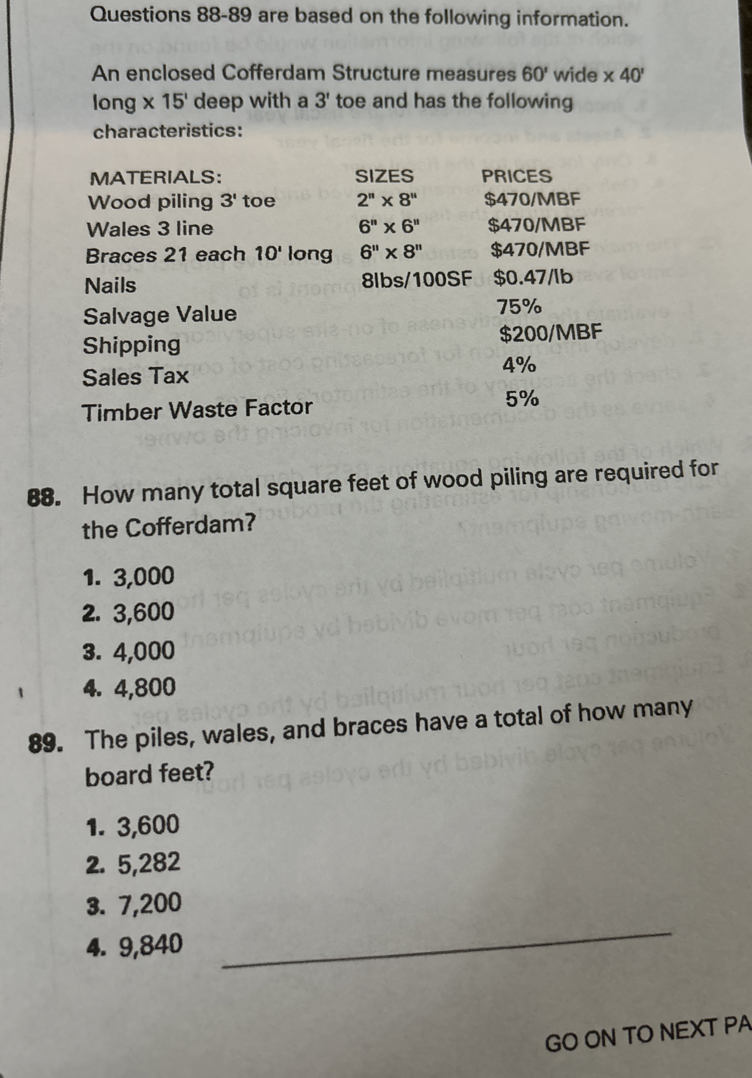 Questions 8 8 - 8 9 are based on the following