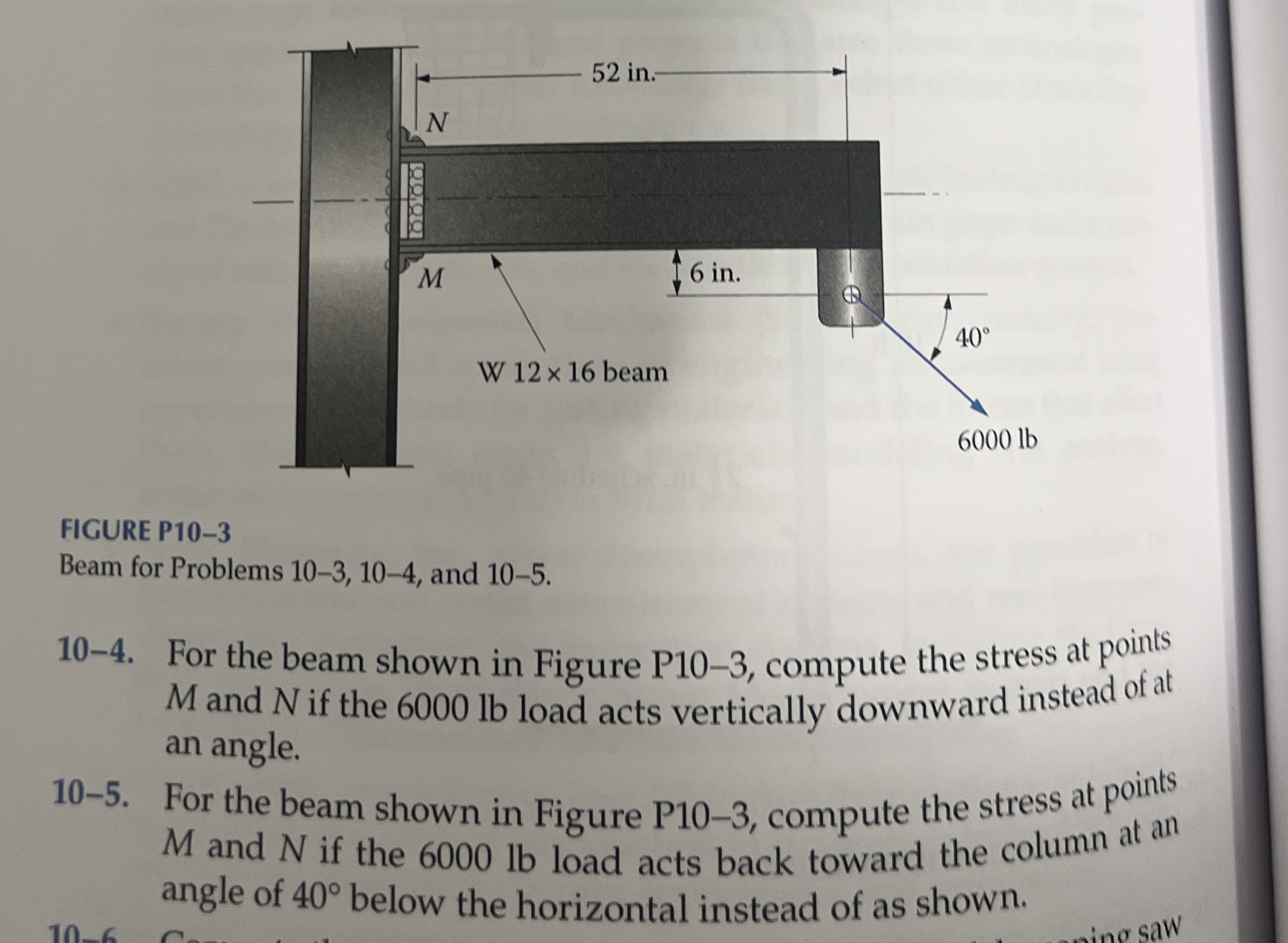 1 0 - 5 . For the beam shown in Figure P 1 0 - 3