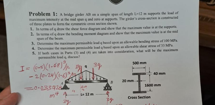 Problem 1 : A bridge girder AB on a simple span