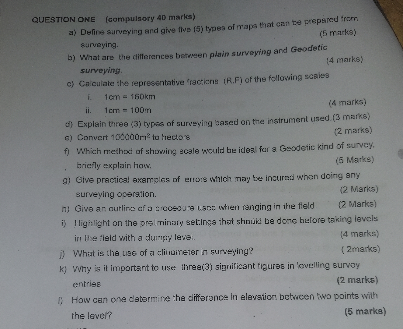 QUESTION ONE ( compulsory 4 0 marks ) a ) Define