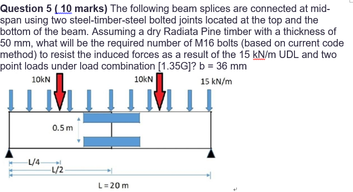 Question 5 ( 1 0 marks ) The following beam