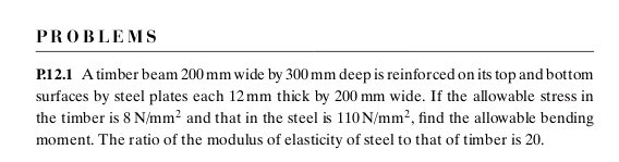 PROBLEMS P . 1 2 . 1 A timber beam 2 0 0 mm wide
