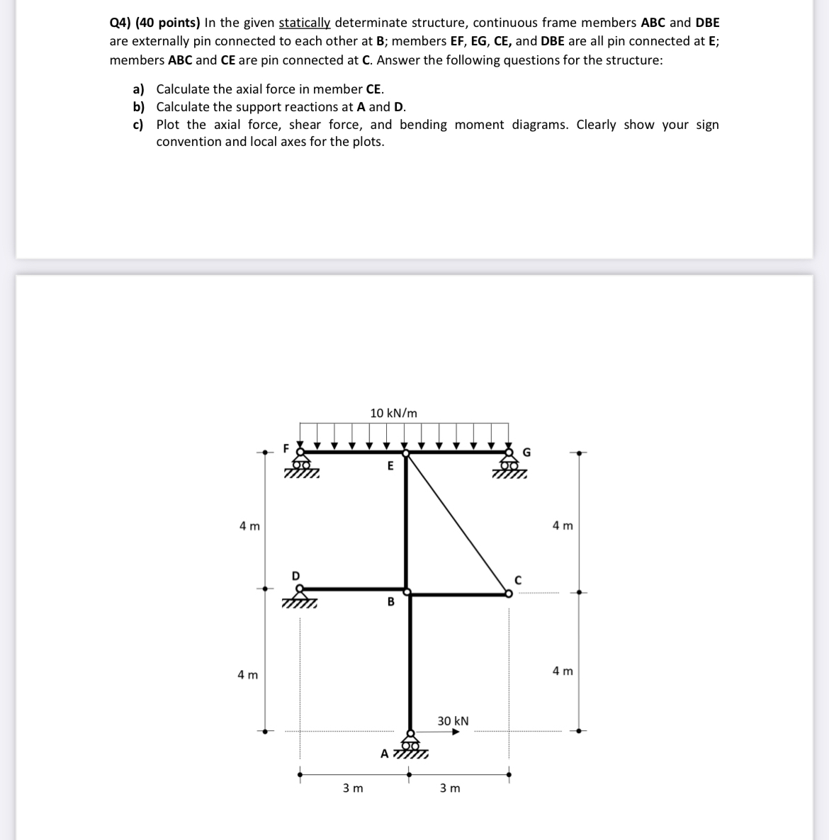 Q 4 ) ( 4 0 points ) In the given statically
