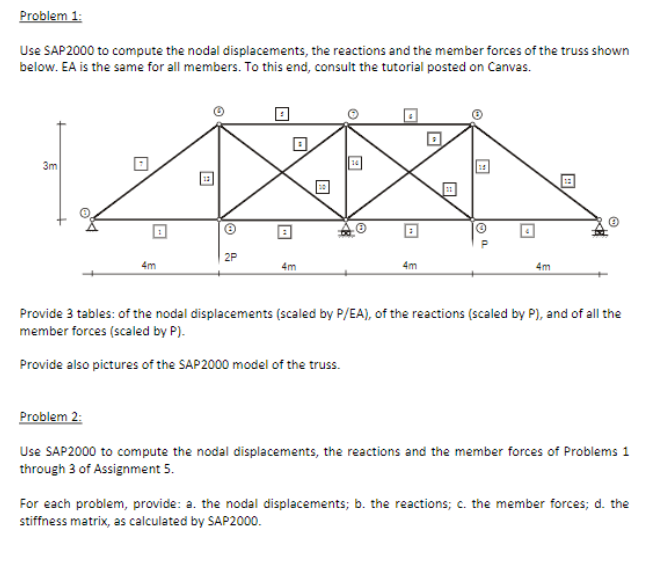 Problem 1 : Use SAP 2 0 0 0 to compute the nodal