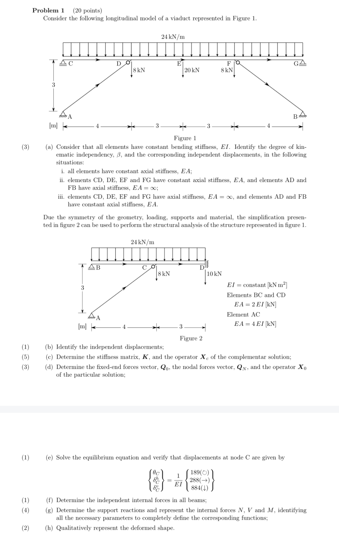 Problem 1 ( 2 0 points ) Consider the following