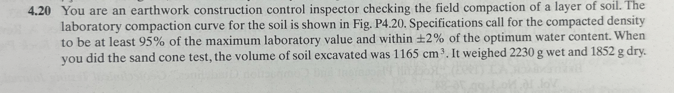 4 . 2 0 You are an earthwork construction control