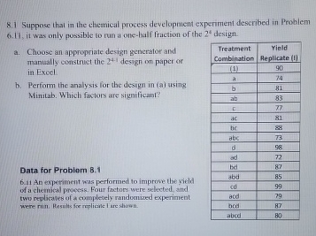 8 . 1 Suppose that in the chemical process