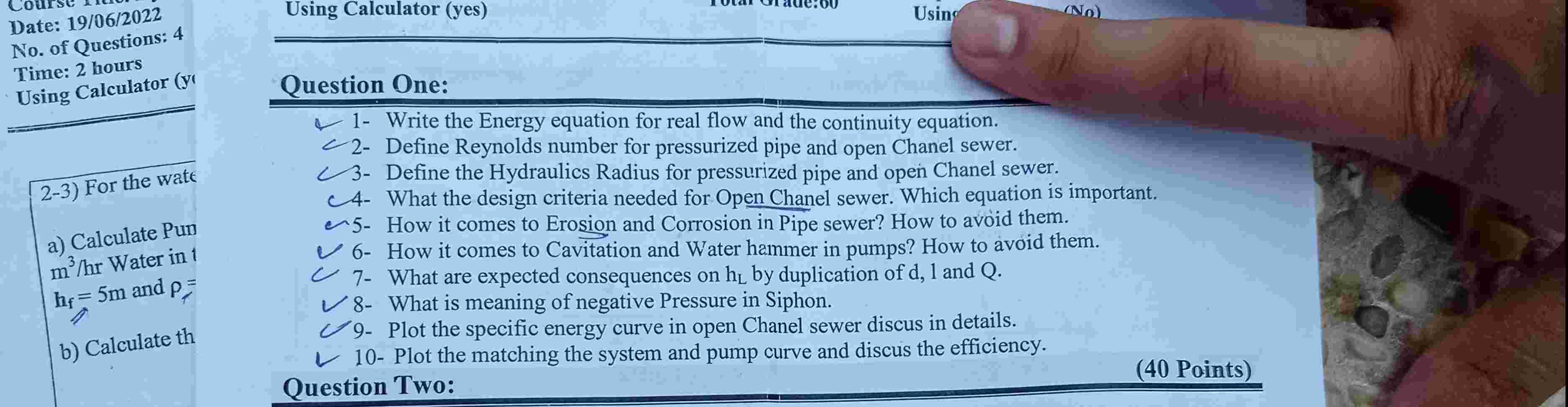 Question One: ( Explain briefly ) larr 1 - Write