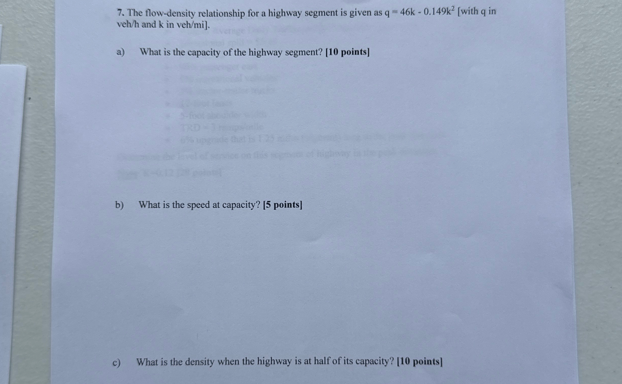 The flow - density relationship for a highway