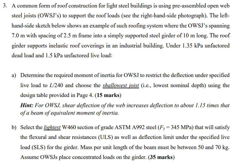 3 . A common form of roof construction for light