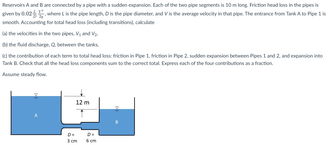 Reservoirs \ ( A \ ) and \ ( B \ ) are connected