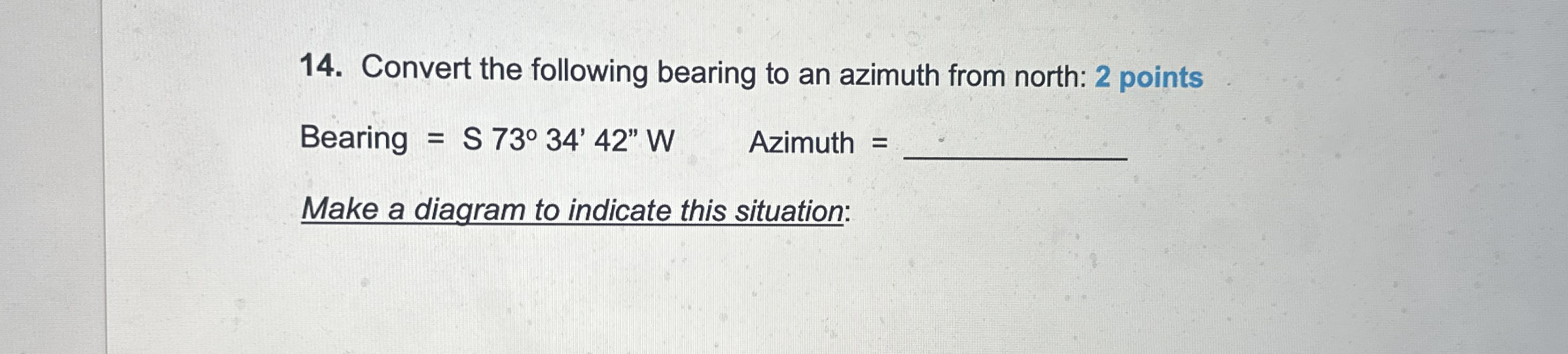 Convert the following bearing to an azimuth from