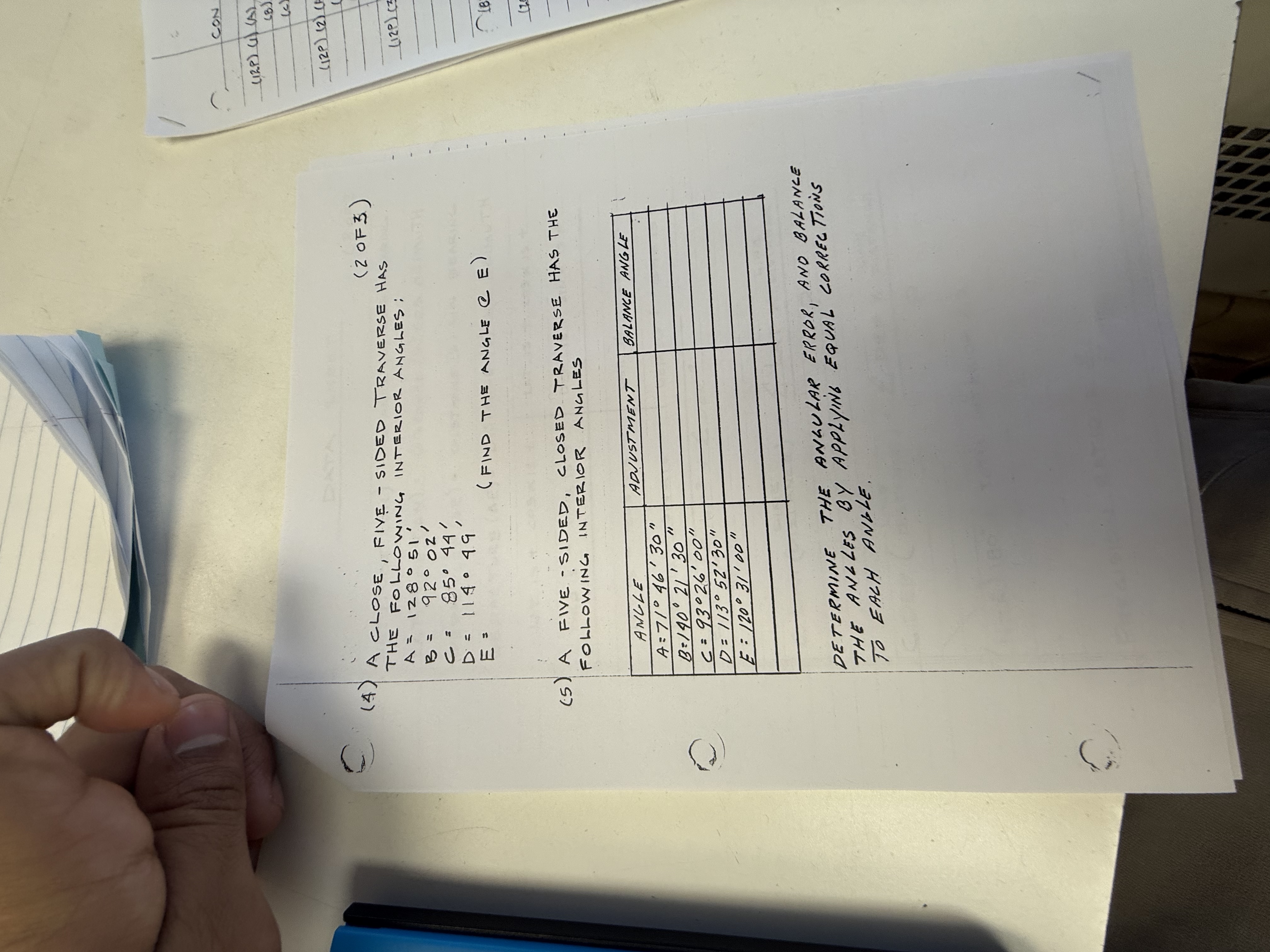 ( 2 OF 3 ) ( 4 ) A CLOSE, FIVE - SIDEd TRAVERSE