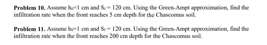 Problem 1 0 . Assume h 0 = 1 c m and S f = 1 2 0