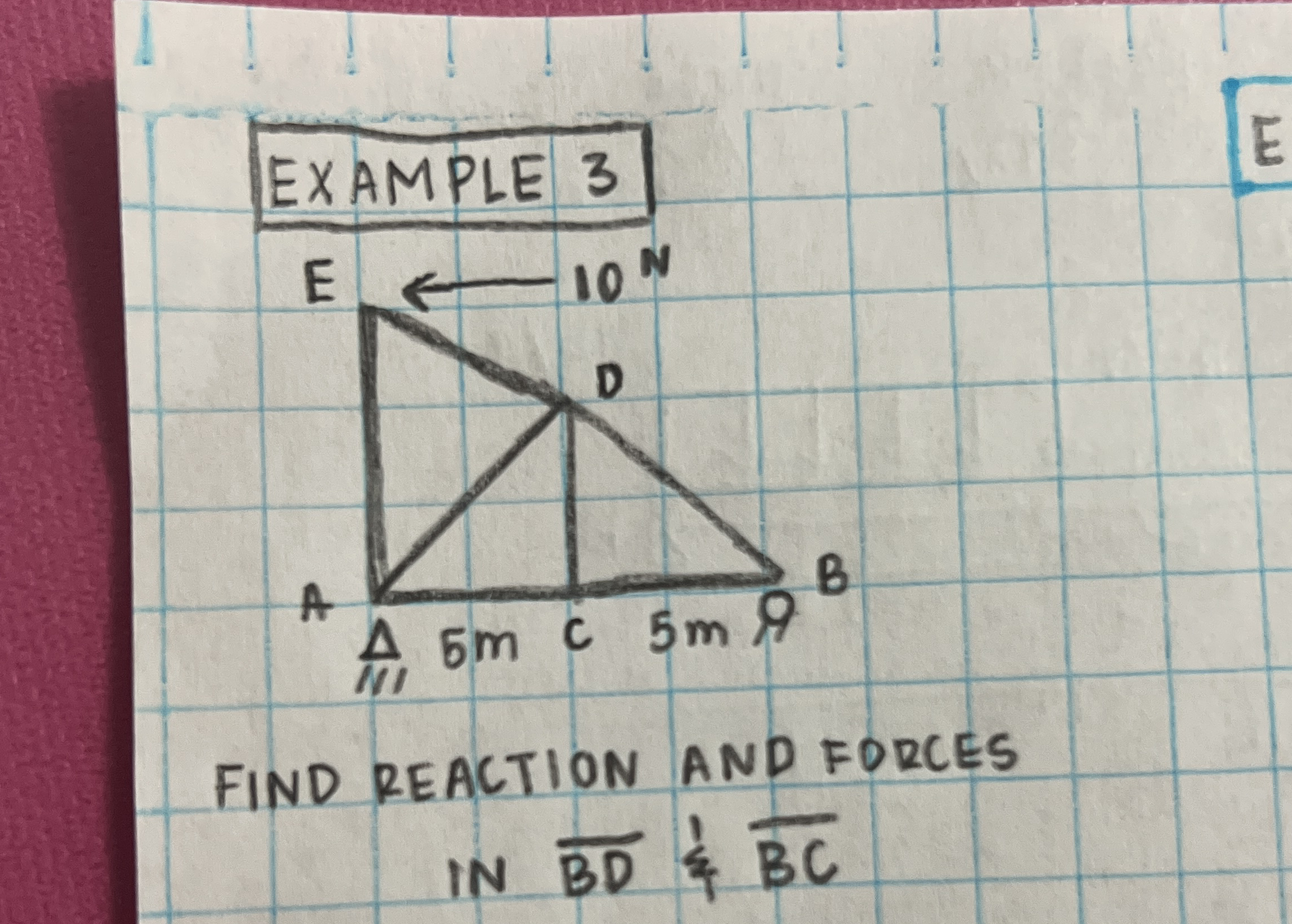 FIND REACTION AND FORCES IN ? b a r ( B D ) ? b a