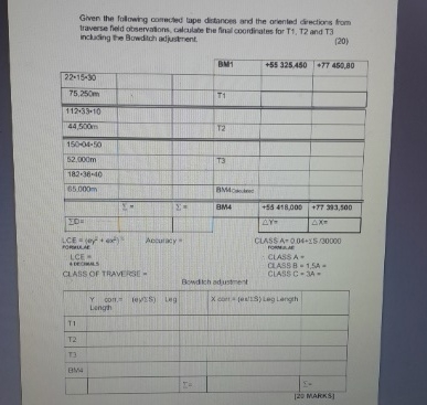 Ghven the foloaing oomeced lape drtancen and the